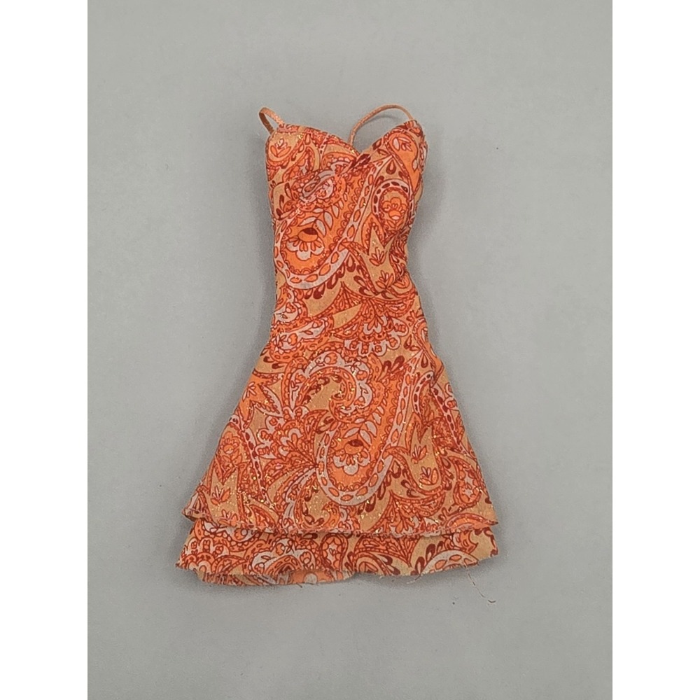 Barbie Fashon Fever Orange Paisley Sparkle Dress